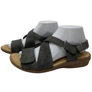 NWT Cobbie Cuddlers Gray Jolene Leather Adjustable Sandals Slip On Womens 8 WIDE